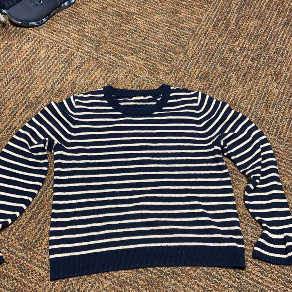 J crew stripy navy and white sweater size large